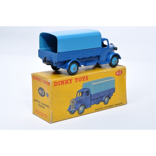 969 - Dinky No. 413 Austin Covered Wagon. Single issue is in dark blue with mid-blue hubs (inc tilt), as s... 