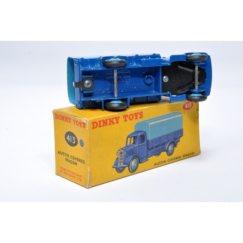 969 - Dinky No. 413 Austin Covered Wagon. Single issue is in dark blue with mid-blue hubs (inc tilt), as s... 