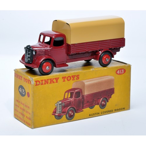 970 - Dinky No. 413 Austin Covered Wagon. Single issue is in lighter maroon with red hubs (inc tan tilt), ... 