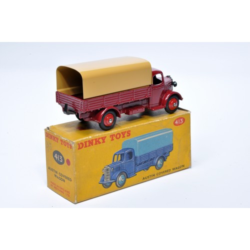 970 - Dinky No. 413 Austin Covered Wagon. Single issue is in lighter maroon with red hubs (inc tan tilt), ... 