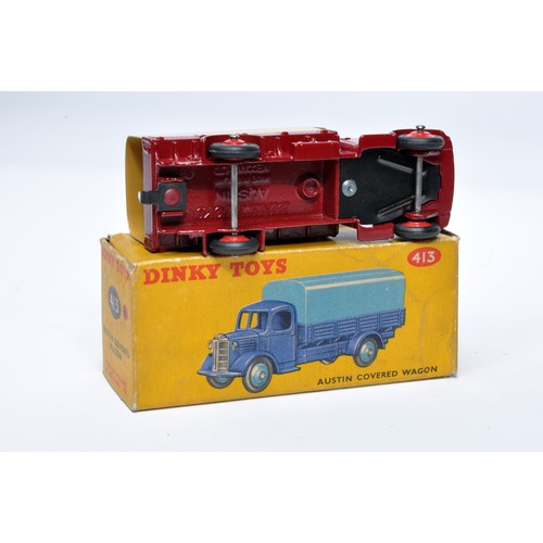 970 - Dinky No. 413 Austin Covered Wagon. Single issue is in lighter maroon with red hubs (inc tan tilt), ... 