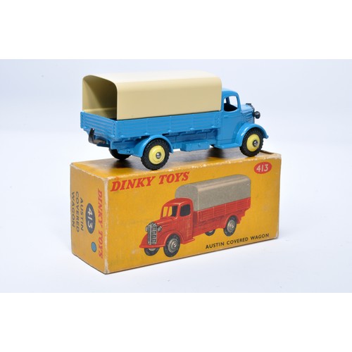 973 - Dinky No. 413 Austin Covered Wagon. Single issue is in blue with lemon yellow hubs (inc beige tilt),... 