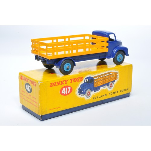 977 - Dinky No. 417 Leyland Comet Wagon. Single issue is in dark blue with yellow back and mid-blue hubs, ... 