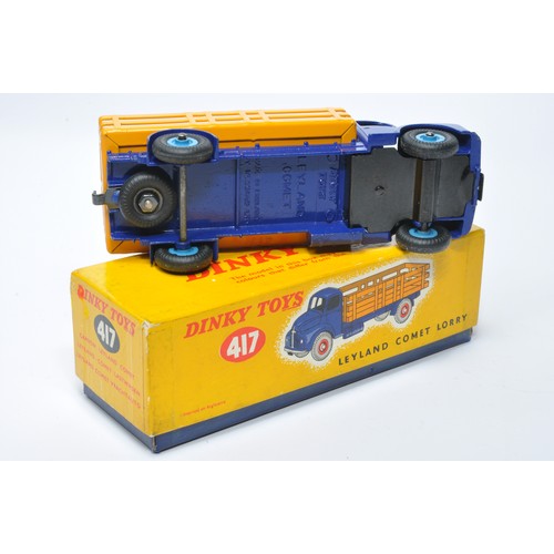 977 - Dinky No. 417 Leyland Comet Wagon. Single issue is in dark blue with yellow back and mid-blue hubs, ... 