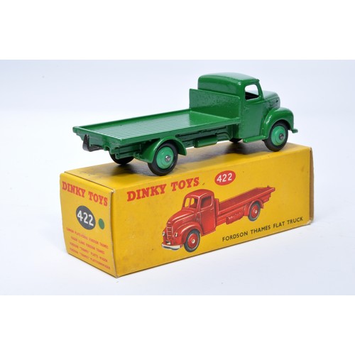 989 - Dinky No. 422 Fordson Thames Flat Truck. Single issue is in green, with green hubs, as shown. Displa... 