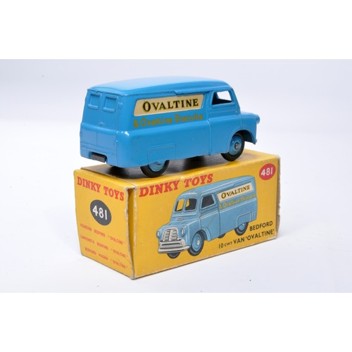 1010 - Dinky No. 481 Bedford Van, Ovaltine. Single issue is in blue, with blue hubs, as shown. Displays gen... 