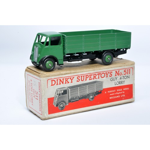 1026 - Dinky No. 511 Guy 4-Ton Lorry. Single issue is in green and black, with green hubs, as shown. Displa... 