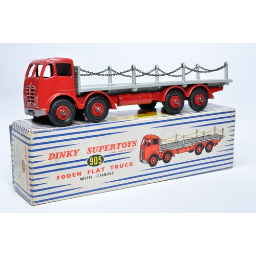 1048 - Dinky No. 905 Foden Flat Truck with Chains. Single issue is in red / grey with red hubs, as shown. D... 