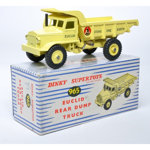 1063 - Dinky No. 965 Euclid Dump Truck. Single issue is in lemon yellow, inc hubs, as shown. Displays gener... 