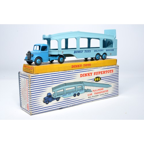 1066 - Dinky No. 982 Bedford Pullmore Car Transporter, with ramp. Single issue is in two-tone blue, with mi... 