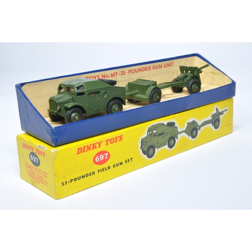 1103 - Dinky Military No. 697 25-pounder field gun set. Displays generally good to very good, with very lit... 