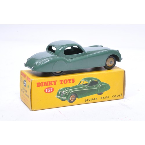 804 - Dinky No. 157 Jaguar XK120 Coupe. Single issue is in dark green, with dark fawn hubs, as shown. Disp... 