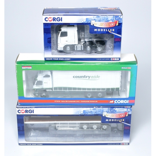 156 - Corgi (boxed) 1/50 diecast model truck issues comprising duo of blank canvas sets plus one in the li... 