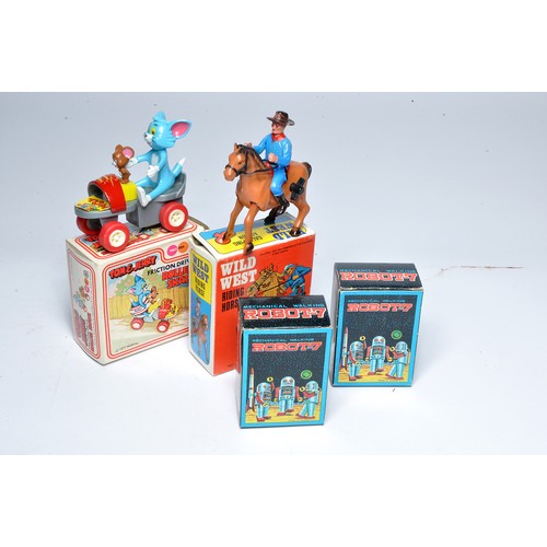 217 - Marx and assorted mechanical toys to include Tomy and Jerry plus Wild West Riding Horse and duo of t... 