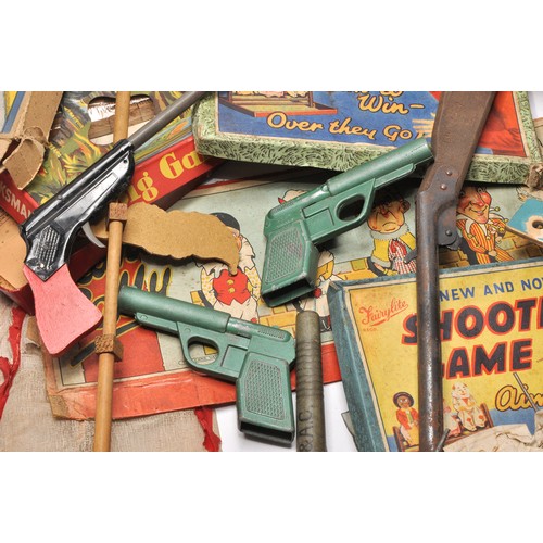 158 - A large assortment of toy guns and vintage shooting games from various makers as shown. Not checked ... 