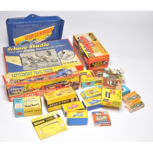 159 - An assortment of empty boxes from Corgi, Matchbox and other makers. Also includes an excellent empty... 