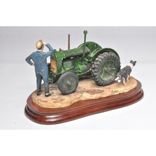 198 - Border Fine Arts 'Won't Start' by Ray Ayres, Fordson N tractor on a wooden plinth.