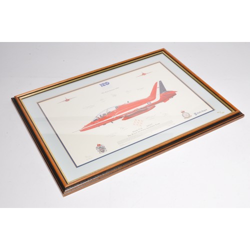 454 - A framed and signed limited edition squadron print of the Red Arrows Display Team. 1 of 150.