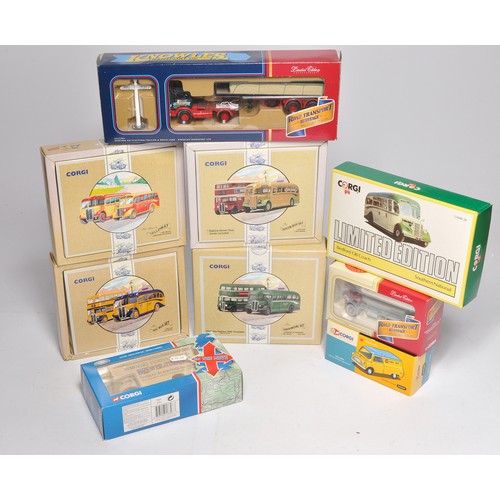 475 - A group of 9 x Corgi diecast model vehicles comprising commercial trucks and Bus / Transport models.... 