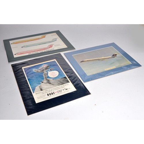 498 - Trio of Aircraft advertising material, all original pieces. Framed.