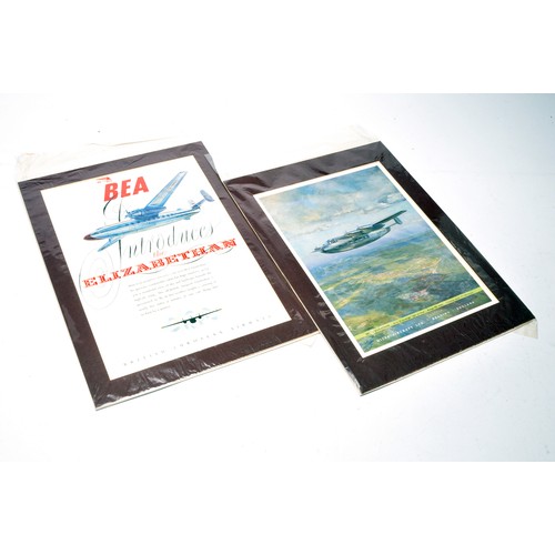 501 - Trio of framed original aircraft advertising poster material, as shown.