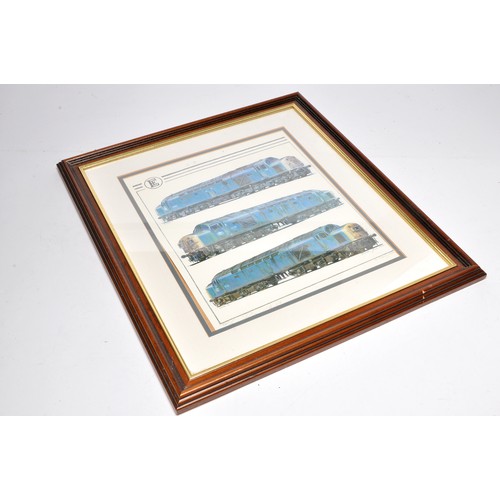 502 - Railwayana. Framed limited edition from Engine Room Art of a Class 40 Trio by Brian Jones. Limited e... 