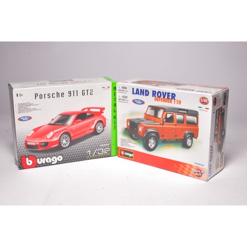 65 - Due of Burago 1/32 Metal Kits to include Land Rover Defender 110 plus Porsche 911 GT2 - in sealed bo... 