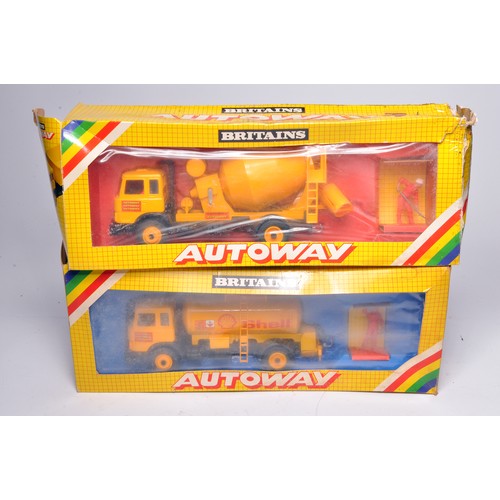 218 - Britains 1/32 diecast farm model issues comprising duo of Autoway sets, as shown plus Deutz Gift Set... 