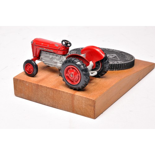 271 - Mercury (Italy) Promotional Massey Ferguson 65 (or similar) Tractor, mounted onto wooden plinth with... 