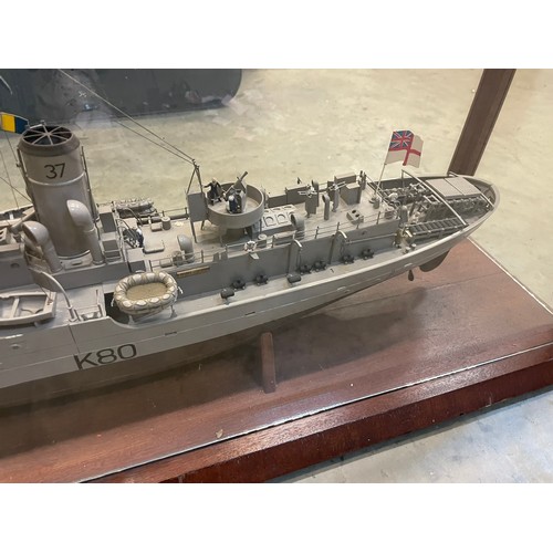 451 - A splendid scratch built scale model of HMS Blue Bell, Flower-class Corvette, 1940 to 1945. Measures... 