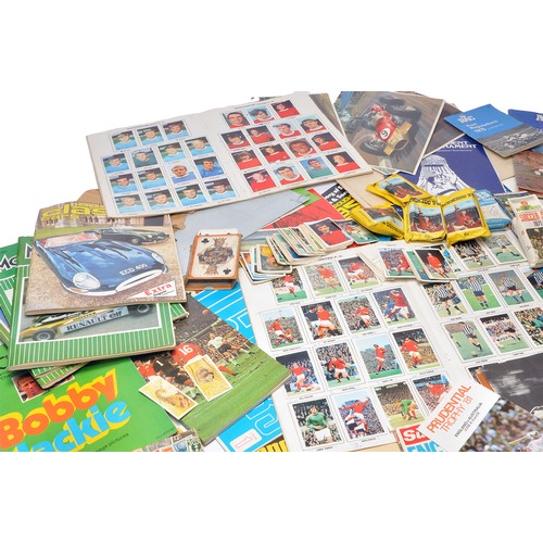 35 - A collection of sporting collectables including a large quantity of unused football stickers (late 6... 