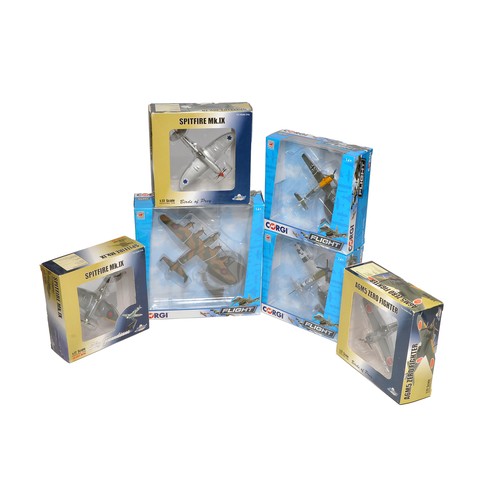 238 - A group of 7 x Corgi / Witty Wings diecast model aircraft comprising Avro Lancaster, Spitfire and ot... 