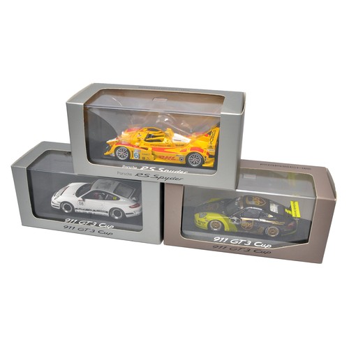 243 - A group of 3 x Minichamps 1/43 diecast model vehicles comprising various Porsche racing issues. Look... 