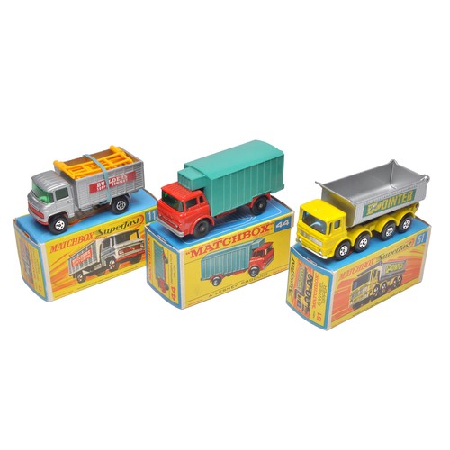 262 - Matchbox Superfast Trio of issues comprising Refridgerator Truck, Tipper and Scaffolding Truck. Look... 