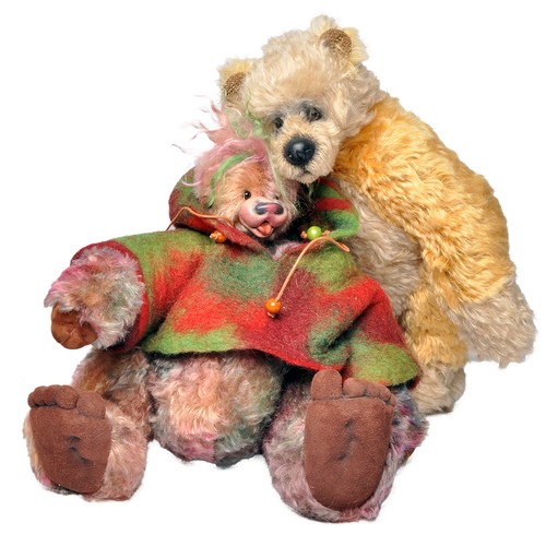 362 - A pair of Artist designed teddy bears to include 1)Christine Pike bear, blonde and beige mohair, bla... 