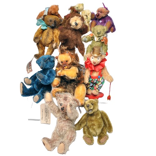 367 - A group of Artist designed/Collector's miniature teddy bears x twelve to include 'Coco' by Karen Gri... 