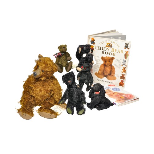 371 - Artist designed/Collector's teddy bears x six to include Historic Steiff Miniatures 1912 black bear ... 