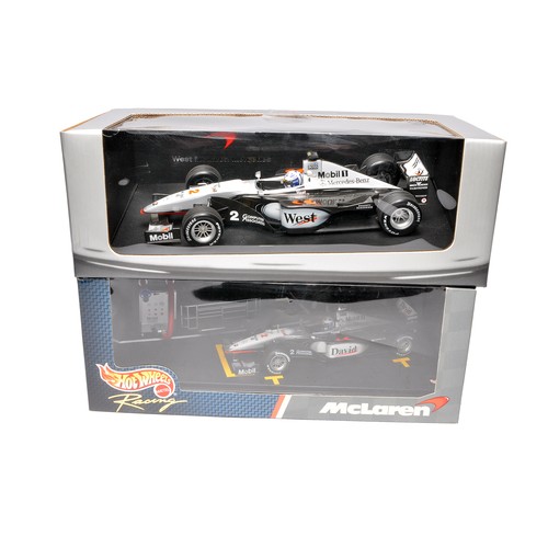 382 - Minichamps 1/18 and Hot Wheels 1/24 diecast model formula one racing car, both McLaren Mercedes feat... 