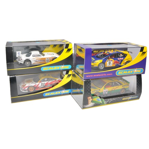 451 - Scalextric slot car issues comprising Seat Leon WTCC  no.9, TVR Speed 12Esso Ultron no.42, Porsche 9... 