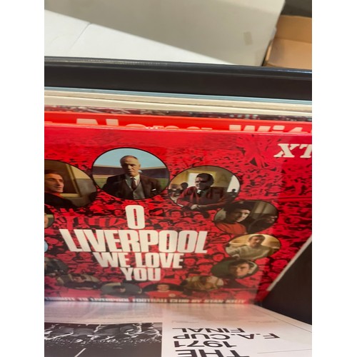 575 - A selection of Football related Vinyl, featuring Liverpool, Manchester United and others, a shown.