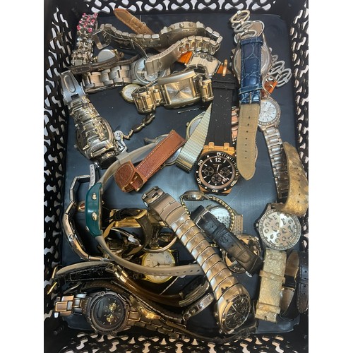 579 - A quantity of Morgan wrist watches in original boxes in addition to a tray of used watches and box o... 