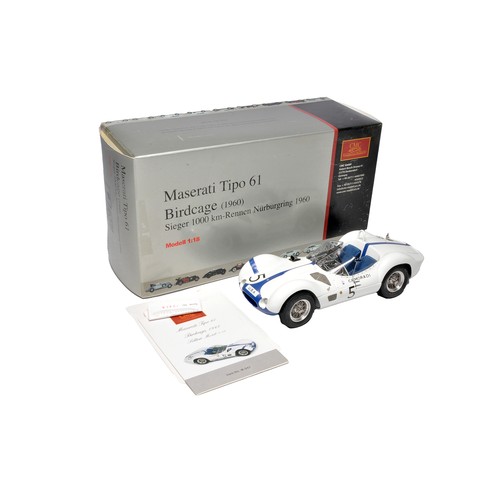 350C - CMC 1/18 precision detail diecast model car issue comprising Maserati Tipo 61 Birdcage (1960). Displ... 