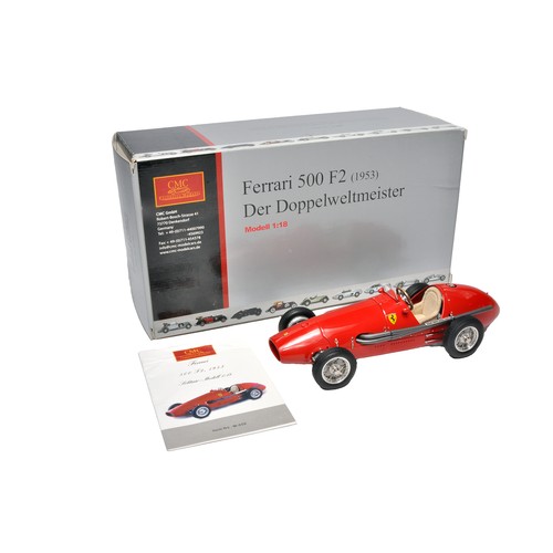 350E - CMC 1/18 precision detail diecast model car issue comprising Ferrari 500 F2 (1953). Displays without... 