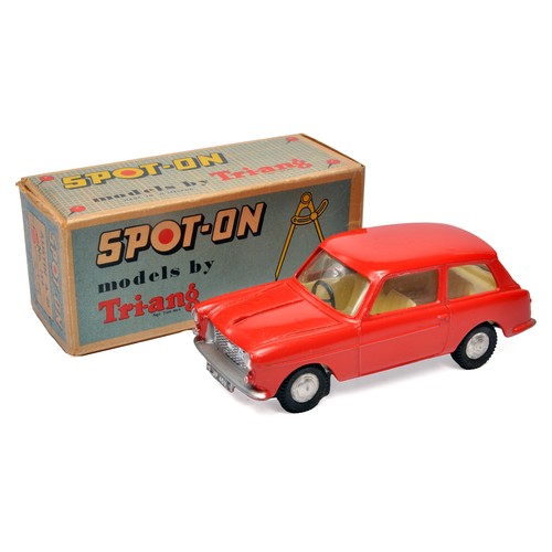 Triang Spot-On No. 154 Austin A40. Red with cream interior. Displays generally excellent. The odd speck of wear. In very good to excellent original box.