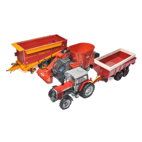 39 - A group of 1/32 farm model issues comprising Universal Hobbies Kuhn SPV Feeder Mixer, Schuitemaker f... 