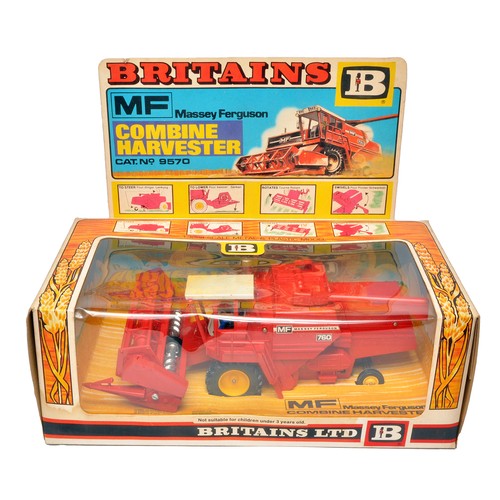 Britains 1/32 Farm Model issue comprising No. 9570 Massey Ferguson Combine Harvester, appears excellent/near mint with original packaging and detachable header - slight fading to cab roof.