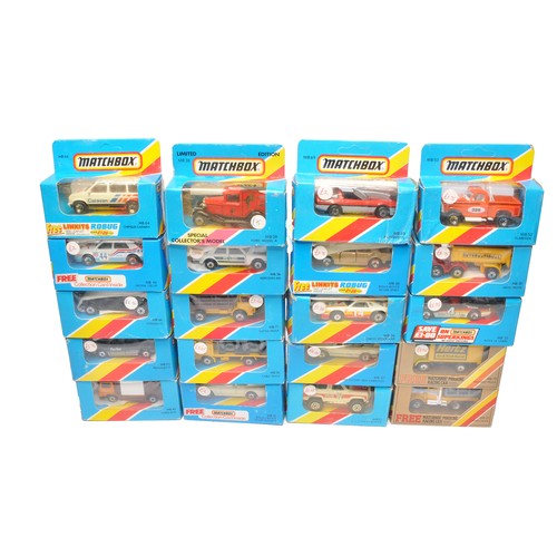 A further selection of Matchbox Superfast later issue diecast models. Split between 'Made in England / Macau'. Contents generally excellent in mostly opened boxes.
