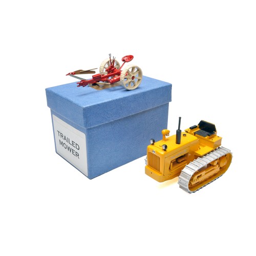 604 - Cenfyn Davies 1/32 scratch built trailed mower plus a MFM 1/32 Track Marshall Crawler Tractor.