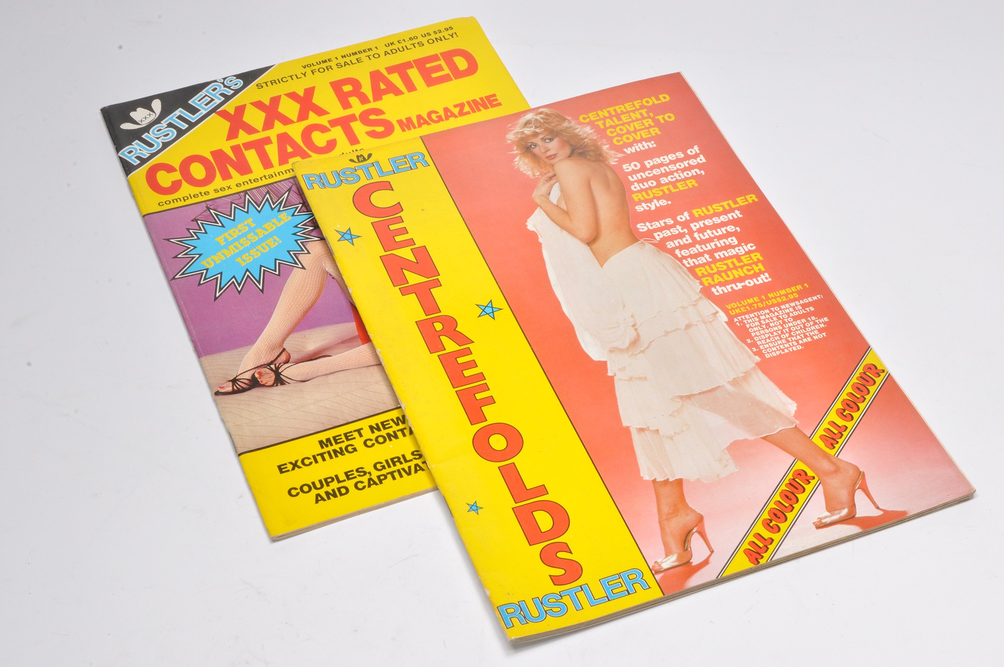 Adult vintage glamour books / magazines comprising 2 issues of 'Rustler ...