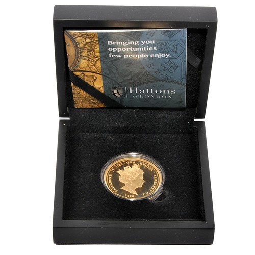 388 - Hattons of London VE Day 75th Anniversary 22 carat Gold Double Sovereign. Diameter 32mm, weight 16g ... 